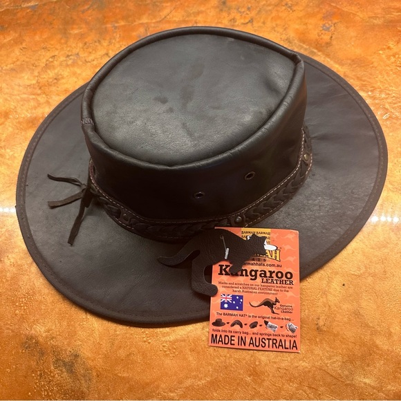 Other - Barmah Brown Crackle Kangaroo Leather Australian Hat